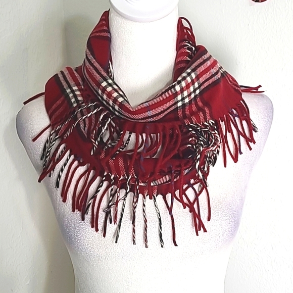 COPY - Preston & York Red, Black & White Plaid Scarf with Fringe on each Side - Picture 6 of 8